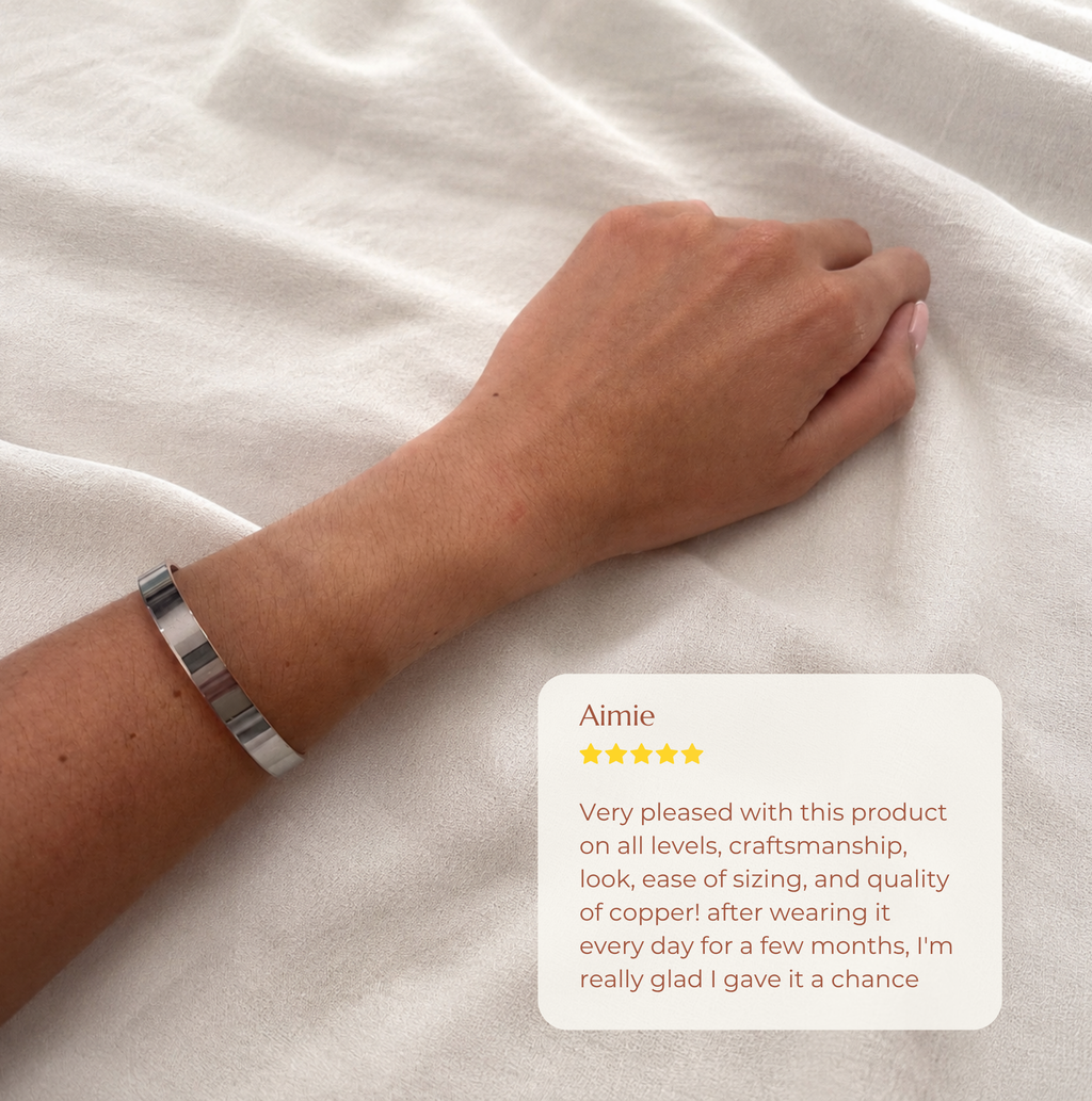 99.99% Pure Copper Wellness Bracelet (Mirror Finish) │ Adjustable Cuff