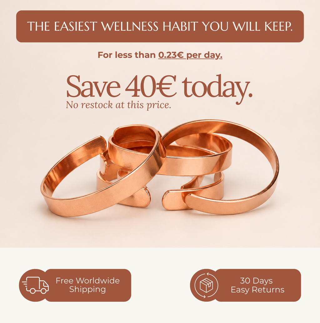 99.99% Pure Copper Wellness Bracelet (Classic Finish) │ Adjustable Cuff