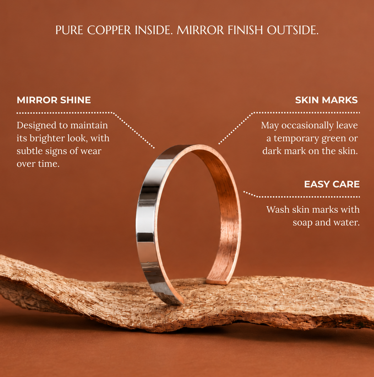 Pure Copper Wellness Bracelet — Mirror Finish