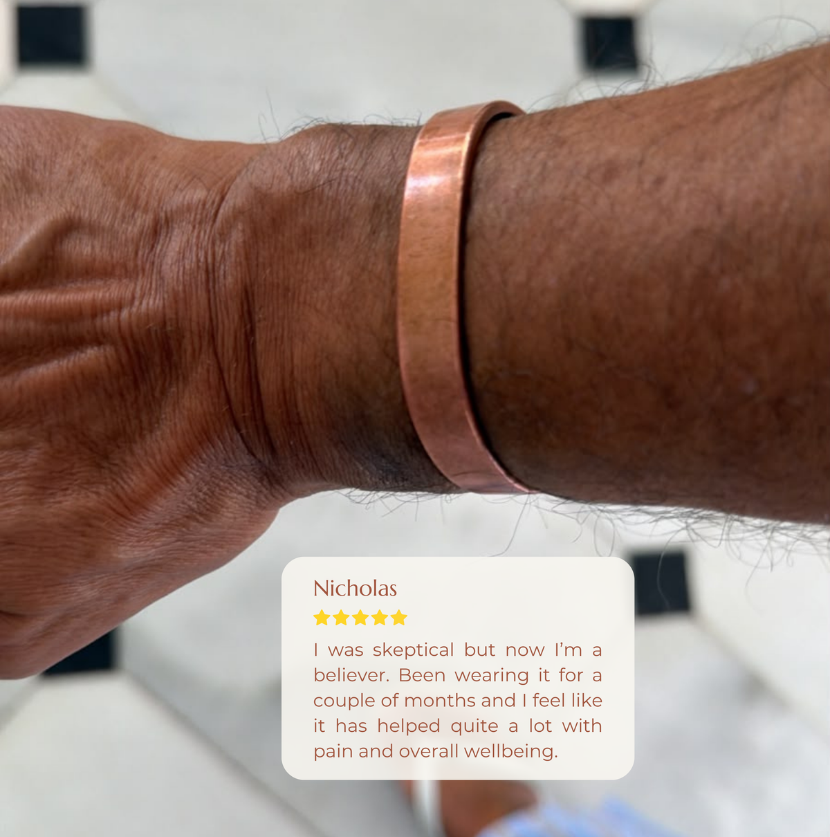 99.99% Pure Copper Wellness Bracelet (Classic Finish) │ Adjustable Cuff