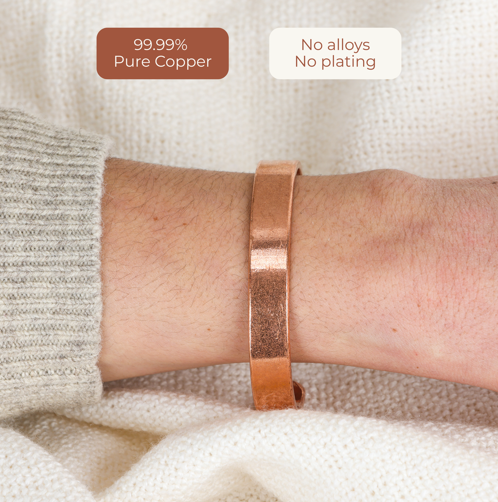 99.99% Pure Copper Wellness Bracelet (Classic Finish) │ Adjustable Cuff
